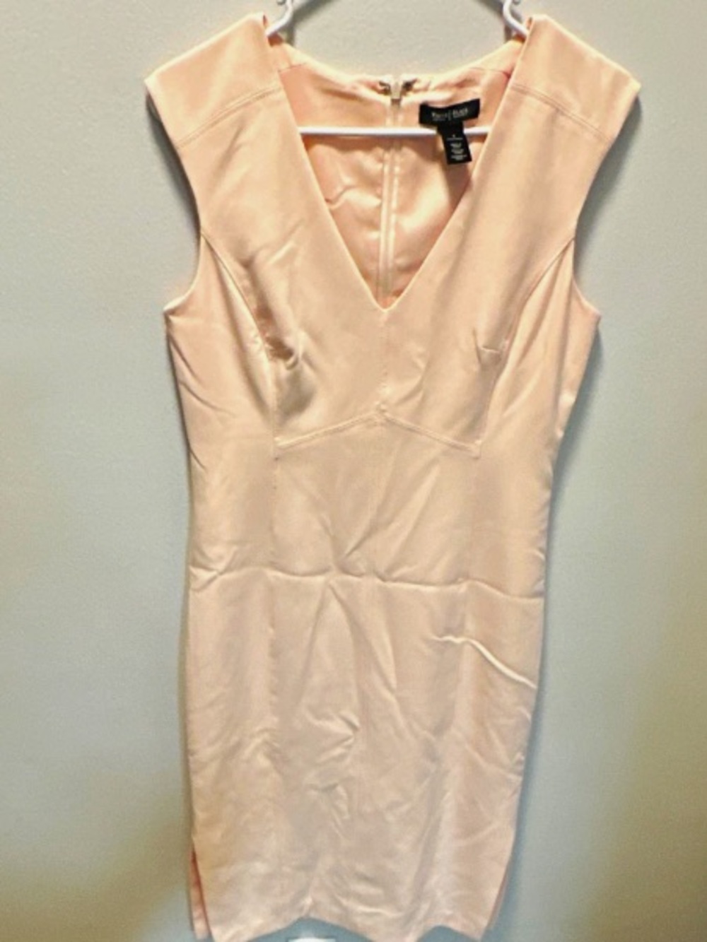 White House Black Market Sleeveless V-Neck Sheath Dress in Blush Pink